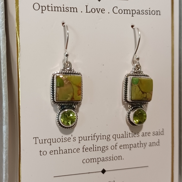 SHIVAM STERLING SILVER TURQUOISE & TOPAZ EARRINGSAPPROXIMATELY 1 1/4 INCH LONG - Picture 5 of 8